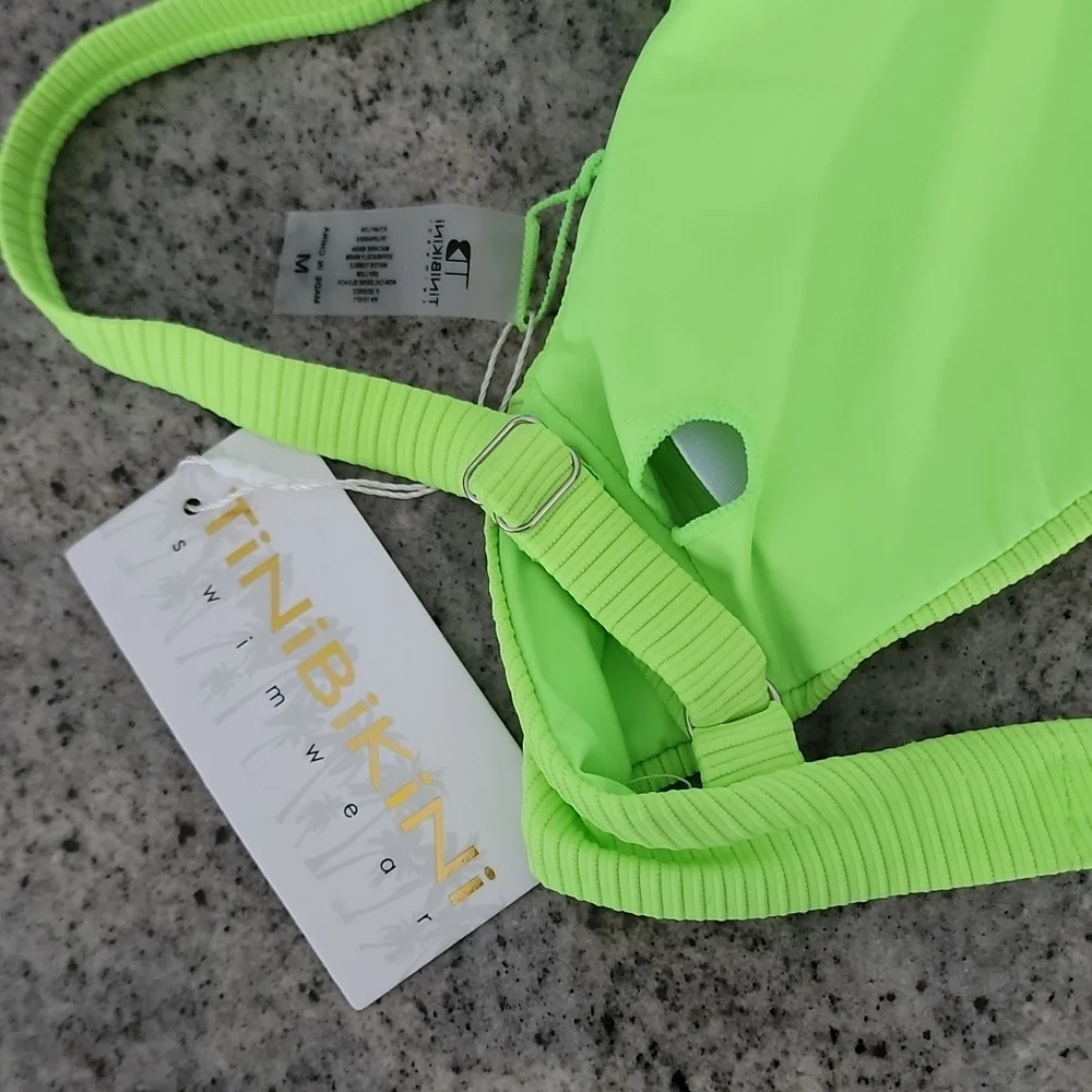 NWT....Tini Bikini neon green bikini top!
